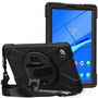 eSTUFF Funda AUSTIN Defender para Lenovo TAB P11 2020 / P11 Plus 2022/2021, Negra, Antigolpes, con Soporte Giratorio 360° y Correa de Mano/Hombro