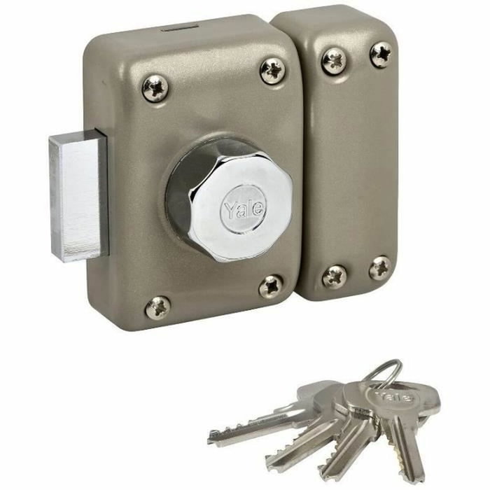 Yale Cilindro para cerradura de puerta YV25BT-45 con protección antidesgarro, 4 llaves, Beige