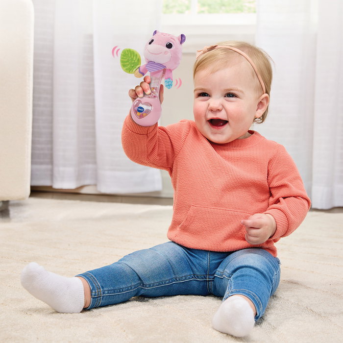 V-Tech Sonajero Bebé Hipopótamo Rosa 80-577357 Juguete Estimulante +3 Meses