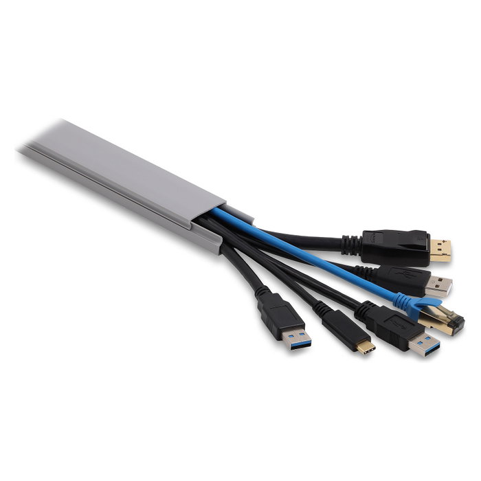 DeLOCK 22090 Canaleta autoadhesiva con tapa deslizante 30 x 14 mm, 2 unidades, Gris