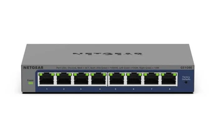 NETGEAR GS108Ev4 Switch de Red 8 Puertos Gigabit Ethernet (10/100/1000) No Administrado L2/L3 Gris - GS108E-400EUS