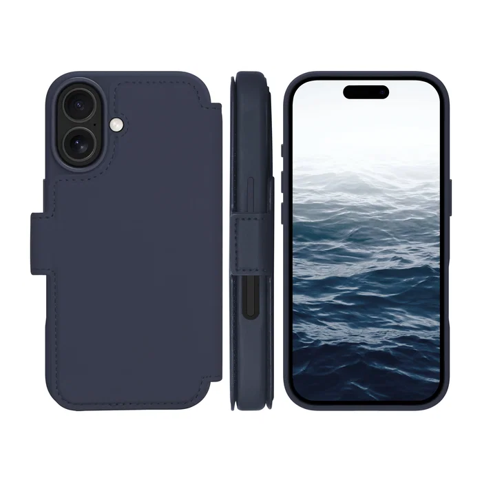 Dbramante1928 Lynge MS ICON Funda Folio Magnética con Magsafe para Apple iPhone 17, Azul, Resistente a Rayones con Bolsillo para 3 Tarjetas