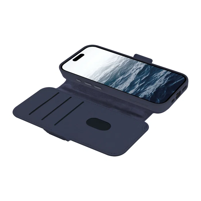 Dbramante1928 Lynge MS ICON Funda Folio Magnética con Magsafe para Apple iPhone 17, Azul, Resistente a Rayones con Bolsillo para 3 Tarjetas