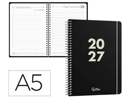 Liderpapel Agenda de oficina 2027 espiral basic día página A5 negro