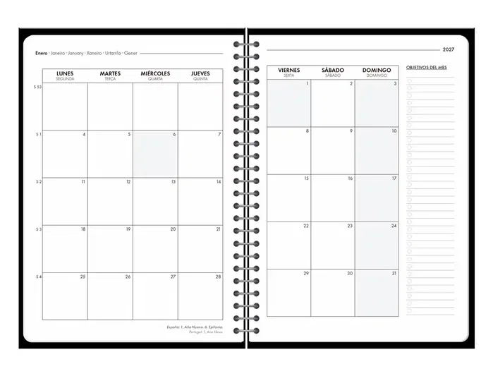 Liderpapel Agenda de oficina 2027 espiral basic día página A5 negro