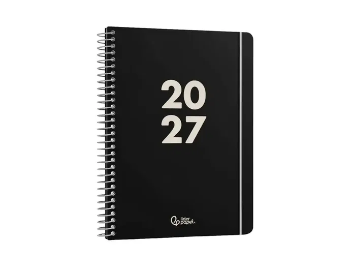 Liderpapel Agenda de oficina 2027 espiral basic día página A5 negro