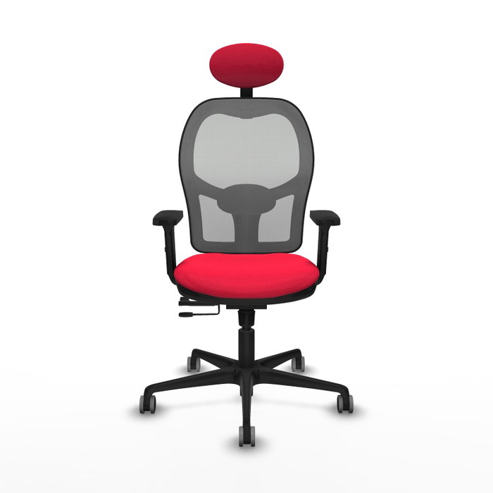 PIQUERAS Y CRESPO Silla de oficina Jorquera con mecanismo Sincro/Traslack, Tela Roja y Malla Gris