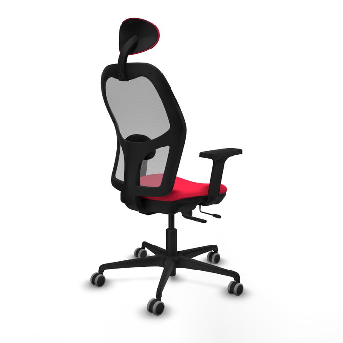 PIQUERAS Y CRESPO Silla de oficina Jorquera con mecanismo Sincro/Traslack, Tela Roja y Malla Gris