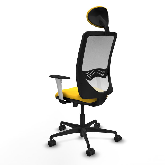 PIQUERAS Y CRESPO Silla de oficina Zulema con mecanismo Sincro/Traslack, Amarillo y Blanco