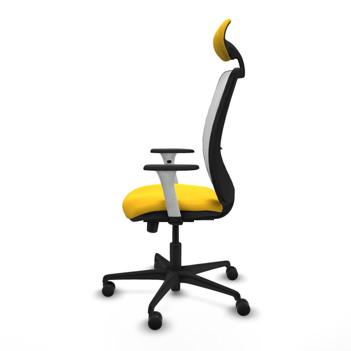 PIQUERAS Y CRESPO Silla de oficina Zulema con mecanismo Sincro/Traslack, Amarillo y Blanco