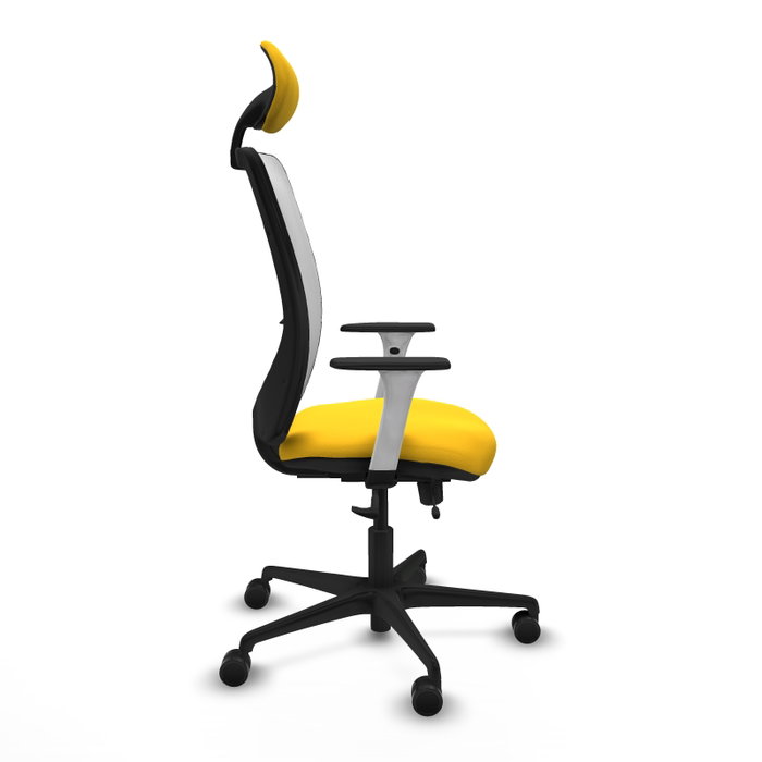 PIQUERAS Y CRESPO Silla de oficina Zulema con mecanismo Sincro/Traslack, Amarillo y Blanco