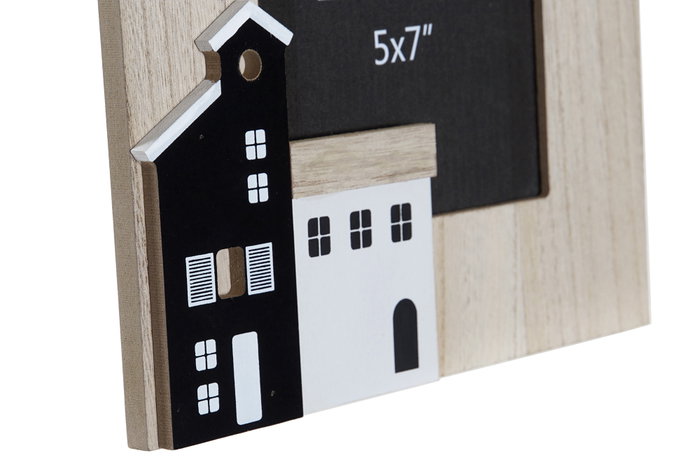 DKD Home Decor Set de 2 Marcos de Fotos 10x15 MDF Casas