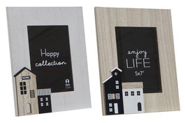 DKD Home Decor Set de 2 Marcos de Fotos 10x15 MDF Casas