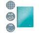 Leitz Wow Cuaderno espiral wiro tapa polipropileno Din A5 80 hojas cuadro 5 mm turquesa