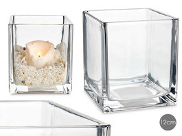Giftdecor Portavelas Cristal Transparente 12x12 cm (Set de 18)