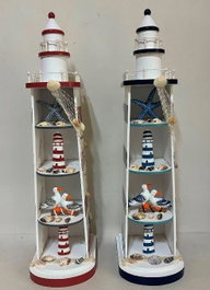DKD Home Decor Decoración LED Madera Faro Surtido de 2
