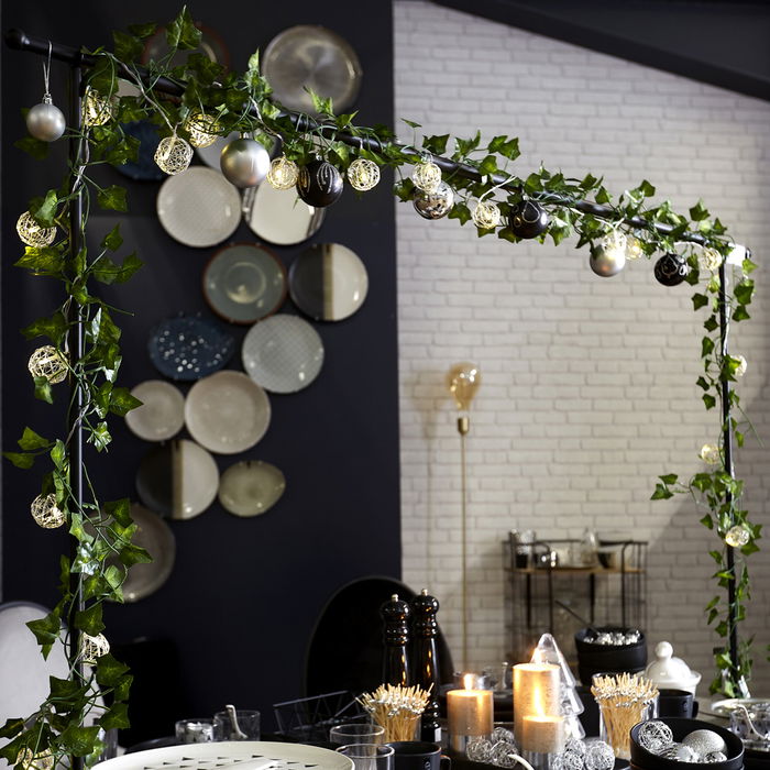 Home Deco Factory Barra Decorativa Mesa Negra Ajustable Extensible Hierro