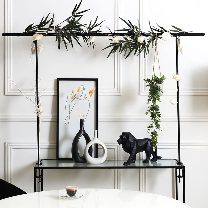 Home Deco Factory Barra Decorativa Mesa Negra Ajustable Extensible Hierro