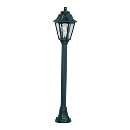 Fumagalli Farol Baliza con Poste Mizar/Anna, Negro, Cristal Transparente, IP55, Casquillo E27 (Máx. 23W), Ø220 x 1100 mm, Incluye Fijación, Bombilla No Incluida