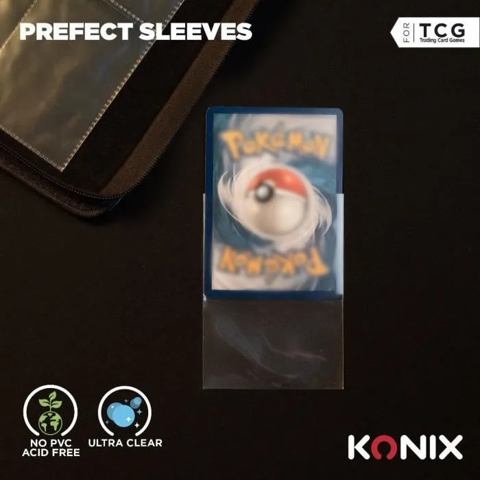 Konix AAAPQ89576 Fundas para Cartas Perfect Sleeves 100 Bolsillos Transparente Compatible Magic The Gathering Pokémon