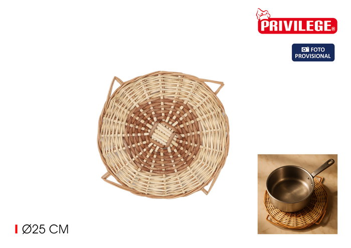 Inde Salvamantel de Mimbre Redondo Ø 25 cm con Asas Privilege (12 Unidades) Inde Salvamantel de Mimbre Redondo Ø 25 cm con Asas Privilege (12 Unidades)