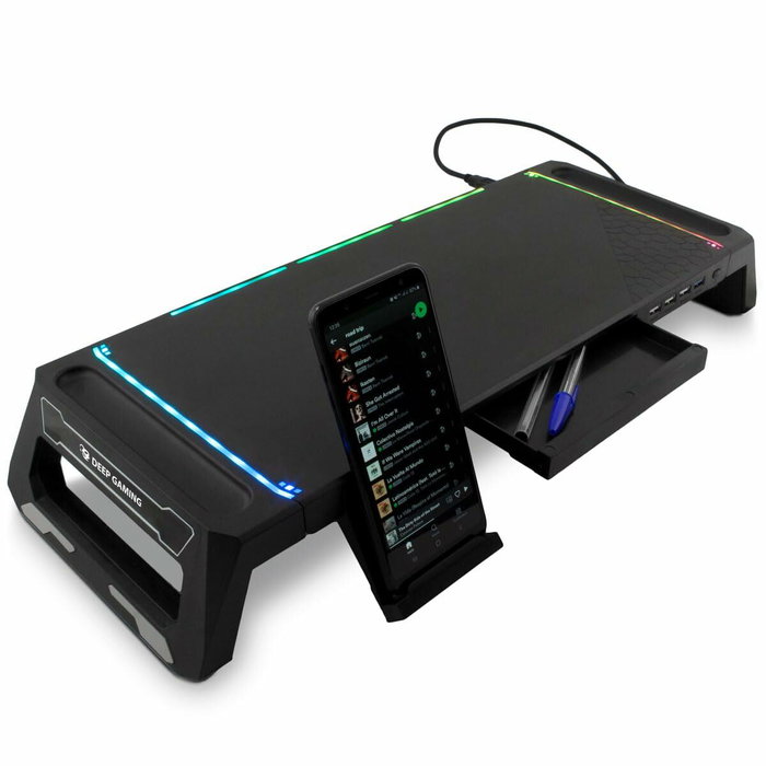 Deep Gaming Elevador Soporte Monitor con Hub USB y RGB