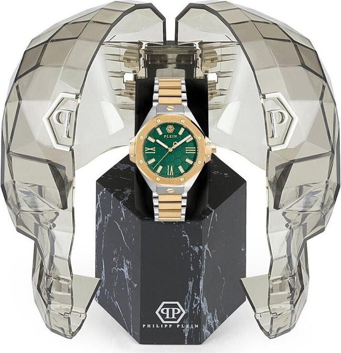 Philipp Plein PWBDA0724 con esfera verde y correa dorada