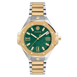 Philipp Plein PWBDA0724 con esfera verde y correa dorada
