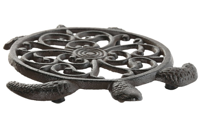 DKD Home Decor Salvamantel Hierro Colado Negro Marron 17.6 x 2 x 20.8 cm (4 Unidades)