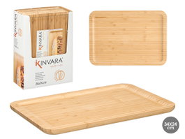 Kinvara Bandeja Rectangular de Bambú Natural 34x24cm
