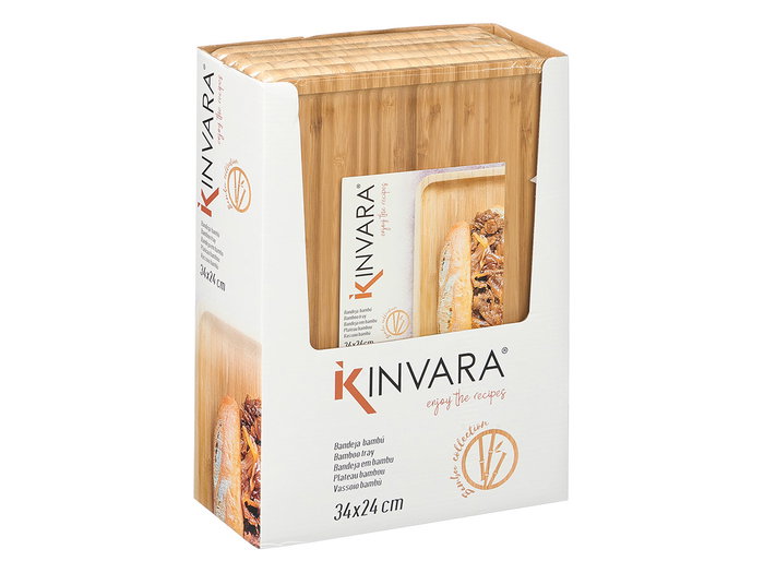 Kinvara Bandeja Rectangular Bambú 34x24 cm Natural (Set de 12)
