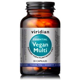 Viridian Vegan Multi Essential Multivitamínico Vegano 30 Cápsulas con 27 Nutrientes Esenciales para Energía y Reducción de Fatiga