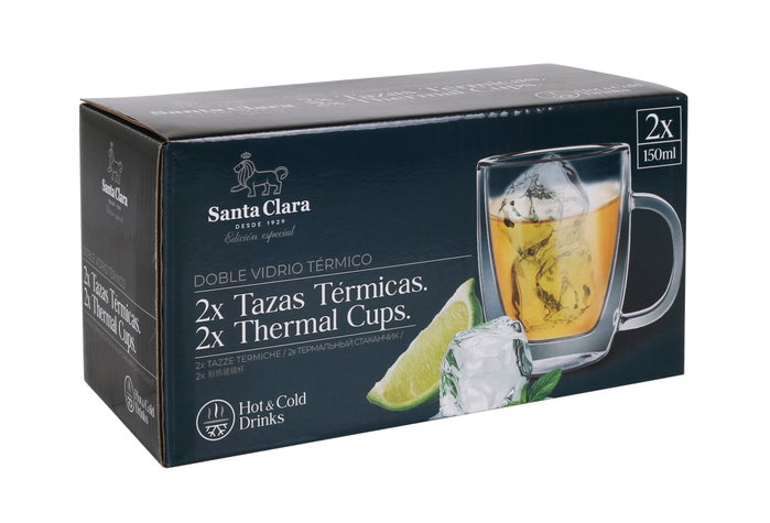Santa Clara Set de 2 Tazas Térmicas de Borosilicato 150ml