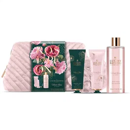 The Luxury Bathing Company Set Velvet Rose & Peony con Gel de Ducha, Crema de Manos y Esponja