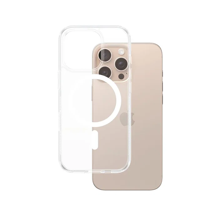 PanzerGlass® HardCase Transparente con MagSafe Blanco para Apple iPhone 16 Pro Max - Funda TPU resistente a golpes y rayones con certificación militar MIL-STD-810H