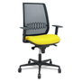 Piqueras Y Crespo Silla Alares con Mecanismo Sincro, Malla Negra y Asiento Amarillo