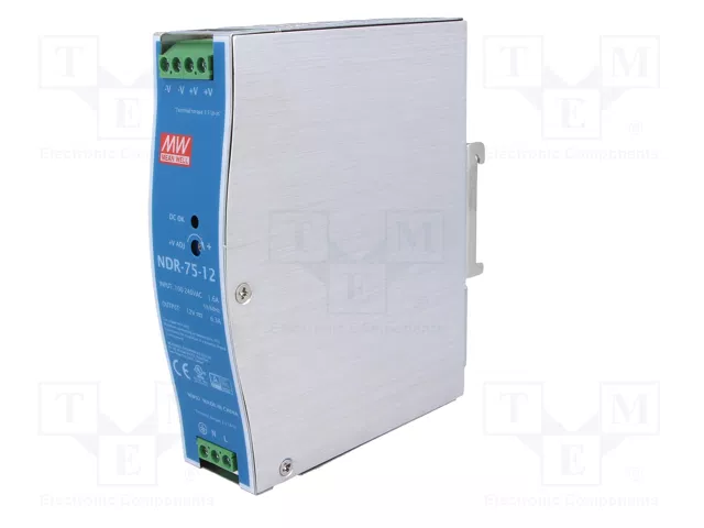 MEAN WELL NDR-75-12 Alimentador de impulso 75,6W 12VDC