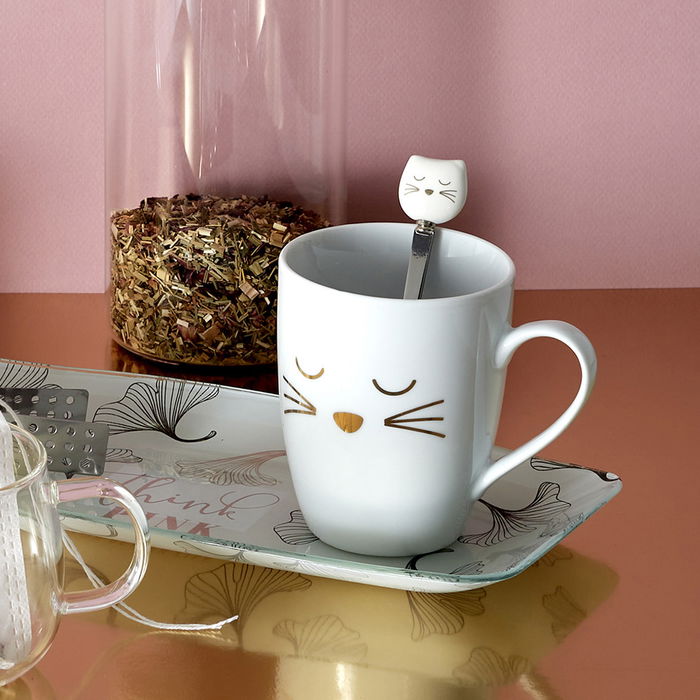 The Concept Factory Mug 300 Ml Con Cuchara Gato Colección Mon Chat Mon Ch