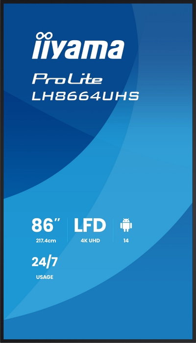 Iiyama LH8664UHS-B3AG Monitor 86 pulg. 4K UHD IPS Android 14