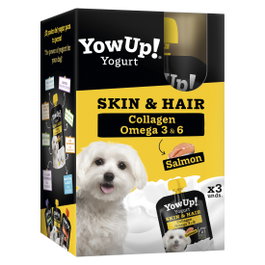 Yow Up! Yogur para Perro Skin&Hair con Omega 3 y Colágeno, Sin Lactosa, para el Cuidado de la Piel y el Pelo, 3 Packs de 115g