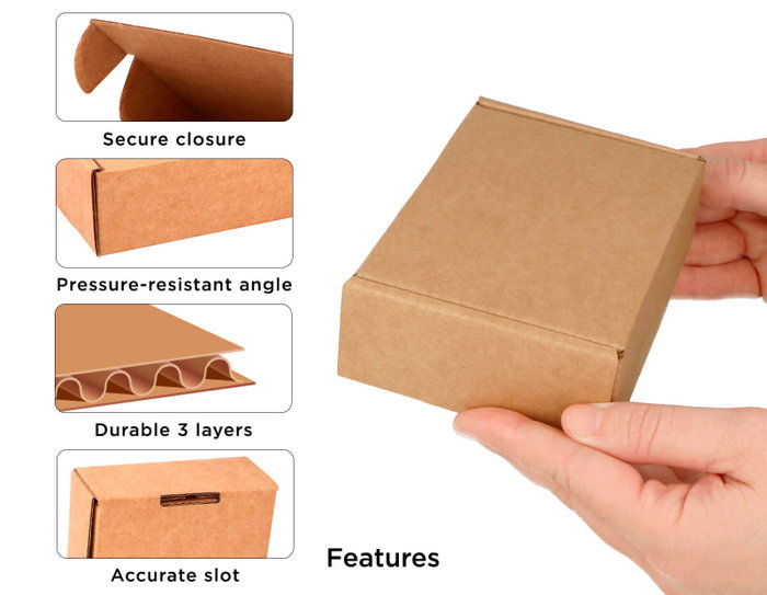 Innspiro Pack de 100 cajas de cartón Kraft Automontables 137x92x42mm