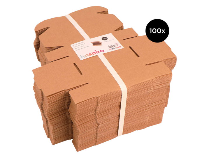 Innspiro Pack de 100 cajas de cartón Kraft Automontables 137x92x42mm