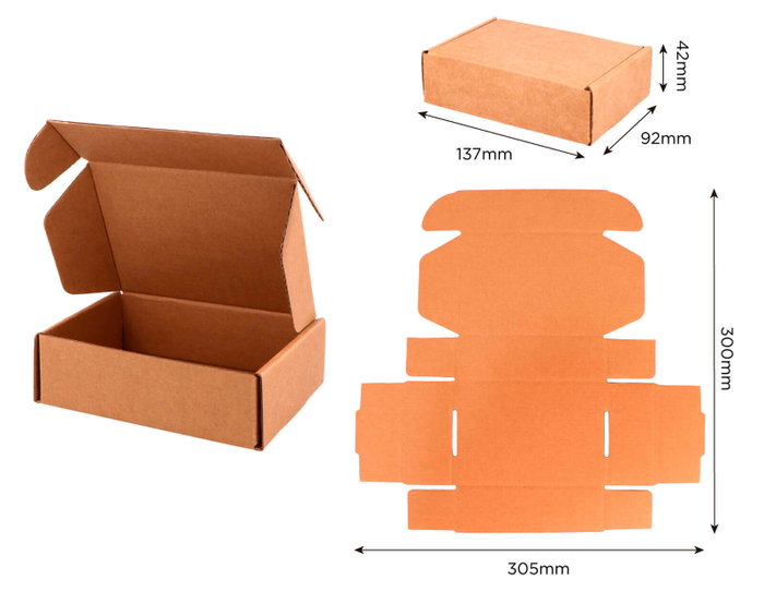 Innspiro Pack de 100 cajas de cartón Kraft Automontables 137x92x42mm