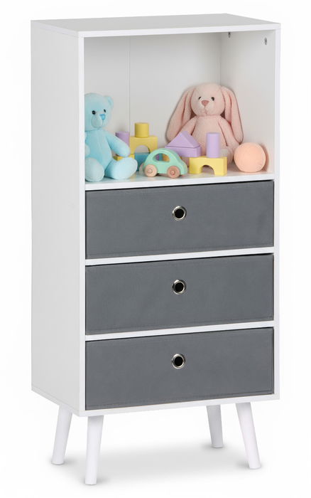 Inde Estantería de 4 Niveles con 3 Cajones, Armario Organizador de 95 cm de Alto x 45 cm de Ancho x 29 cm de Fondo Inde Estantería de 4 Niveles con 3 Cajones, Armario Organizador de 95 cm de Alto x 45 cm de Ancho x 29 cm de Fondo