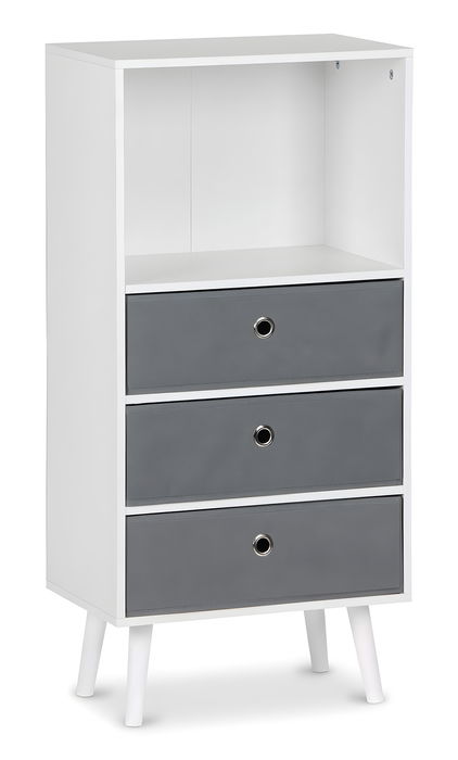 Inde Estantería de 4 Niveles con 3 Cajones, Armario Organizador de 95 cm de Alto x 45 cm de Ancho x 29 cm de Fondo Inde Estantería de 4 Niveles con 3 Cajones, Armario Organizador de 95 cm de Alto x 45 cm de Ancho x 29 cm de Fondo