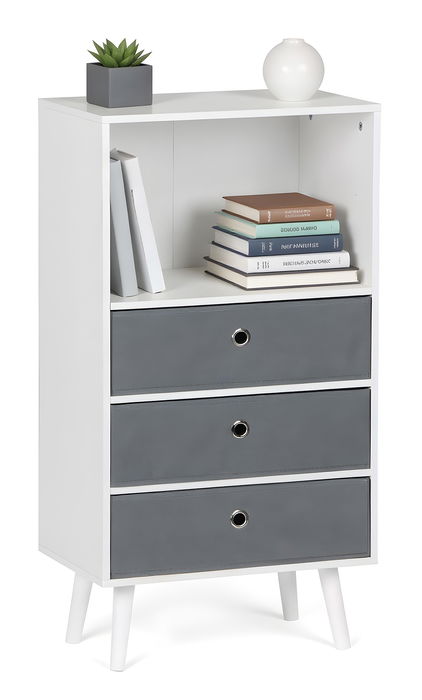 Inde Estantería de 4 Niveles con 3 Cajones, Armario Organizador de 95 cm de Alto x 45 cm de Ancho x 29 cm de Fondo Inde Estantería de 4 Niveles con 3 Cajones, Armario Organizador de 95 cm de Alto x 45 cm de Ancho x 29 cm de Fondo