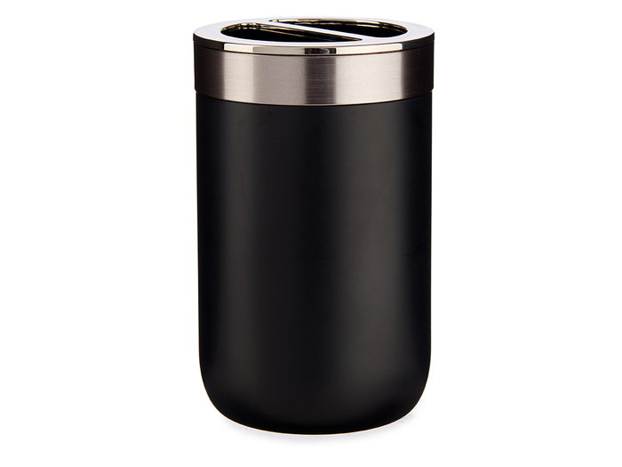 Berilo Portacepillos Plateado Negro Plástico 7.7x11.5x7.7 cm (Set de 12)