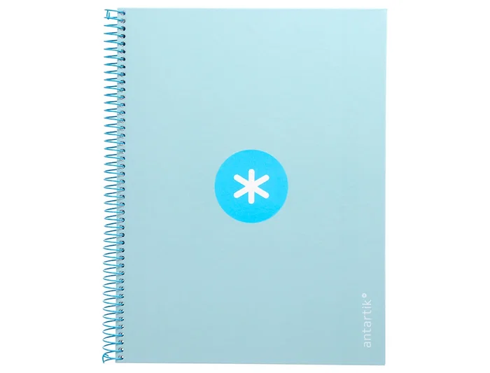Antartik Cuaderno espiral A4 micro, tapa forrada, 80 hojas, 90 gr, horizontal, celeste