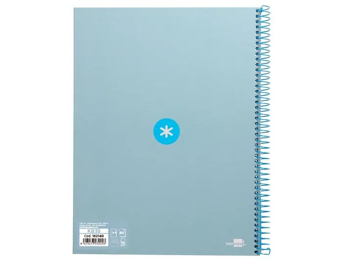 Antartik Cuaderno espiral A4 micro, tapa forrada, 80 hojas, 90 gr, horizontal, celeste