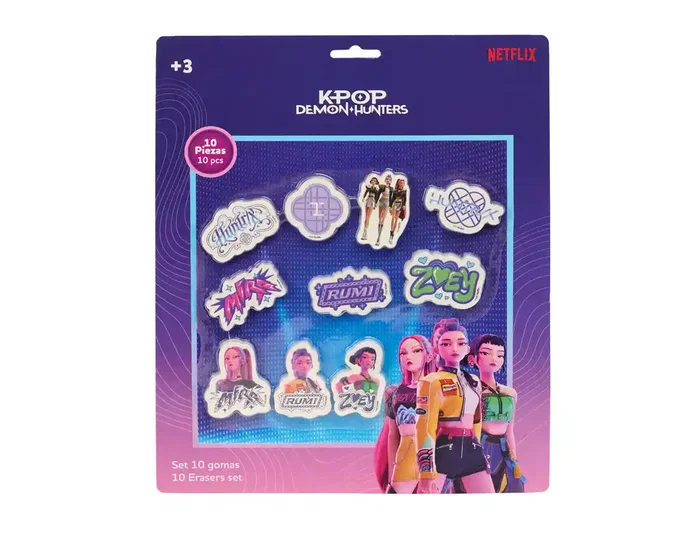 Safta Goma de borrar K-pop demon hunters stationery blíster de 10 unidades Safta Goma de borrar K-pop demon hunters stationery blíster de 10 unidades